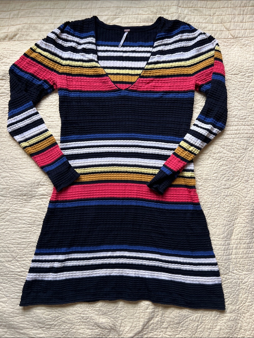 Free People Knit Stripe V neck Dress